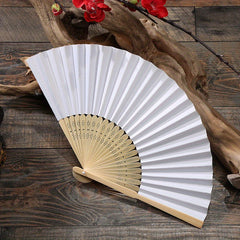 Solid Fan Ancient Style Blank Paper Folding Fan Men Handheld Fan