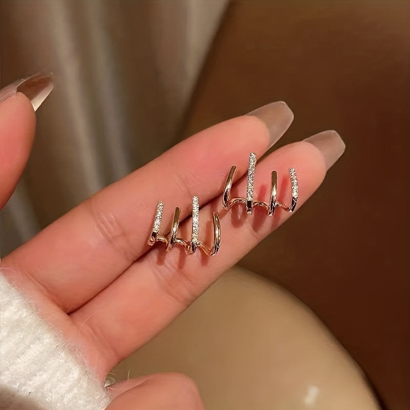 Zircon Inlaid Claw Stud Earrings for Everyday Styling