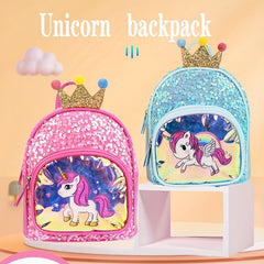 Kids Sequin Unicorn Crown Backpack for School
