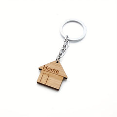 Cartoon Home Keychain Wooden Key Ring Purse Bag Backpack Car Key Charm Gift