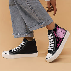Graffiti Print Lightweight High Top Canvas Sneakers