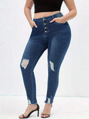  Women's Ripped Skinny Jeans High Rise Stretch Denim