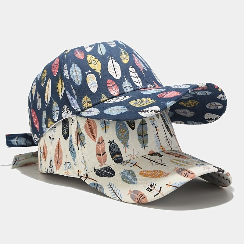 Colorful Leaves Print Baseball Cap Women's Cotton Lightweight Sports Hat