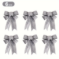 6pcs 7.87IN Christmas Golden Bow Knot Set for Gift Boxes & Tree Wreaths