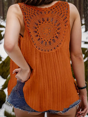  Boho Crochet Tank Top Round Neck