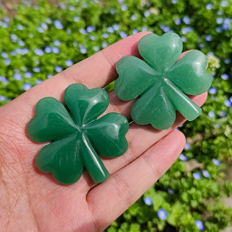 1pc Natural Aventurine Clover Quartz Crystal Carving