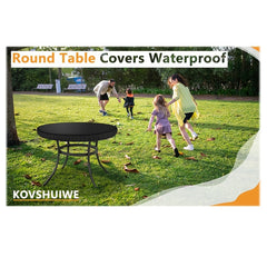 Waterproof 60-Inch Round Garden Furniture Cover, Outdoor Patio Table Cover