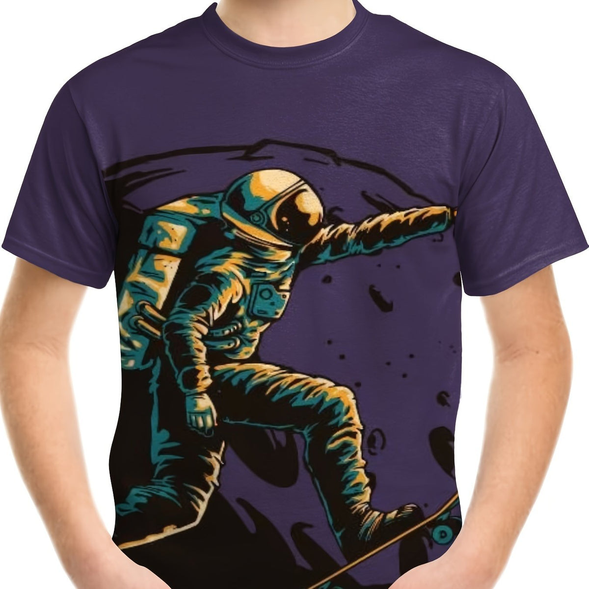 Astronaut Skateboard Print Boy's T-Shirt