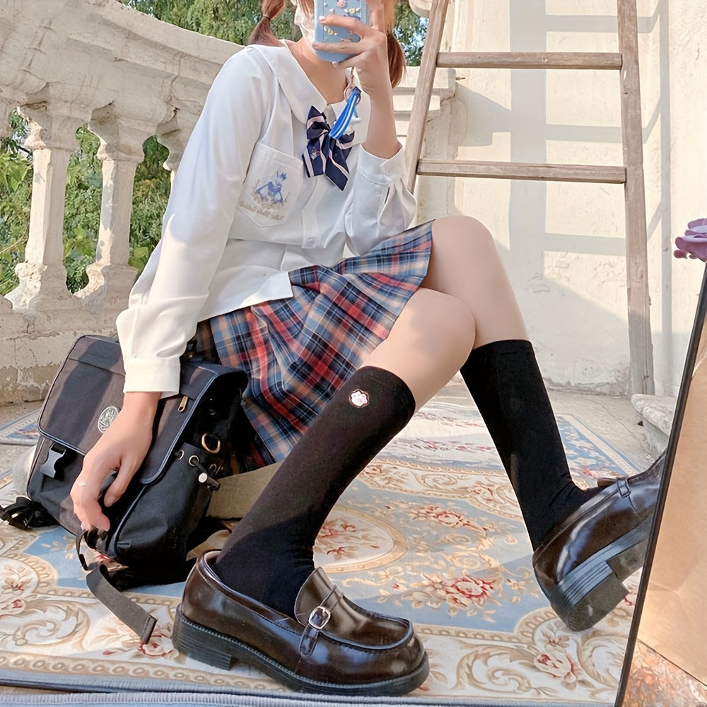 Cat Claw Embroidery Socks Crew Stockings Women's Hosiery