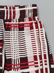 Women's Plus Plaid Wide Leg Pants High Rise Elastic Waist
