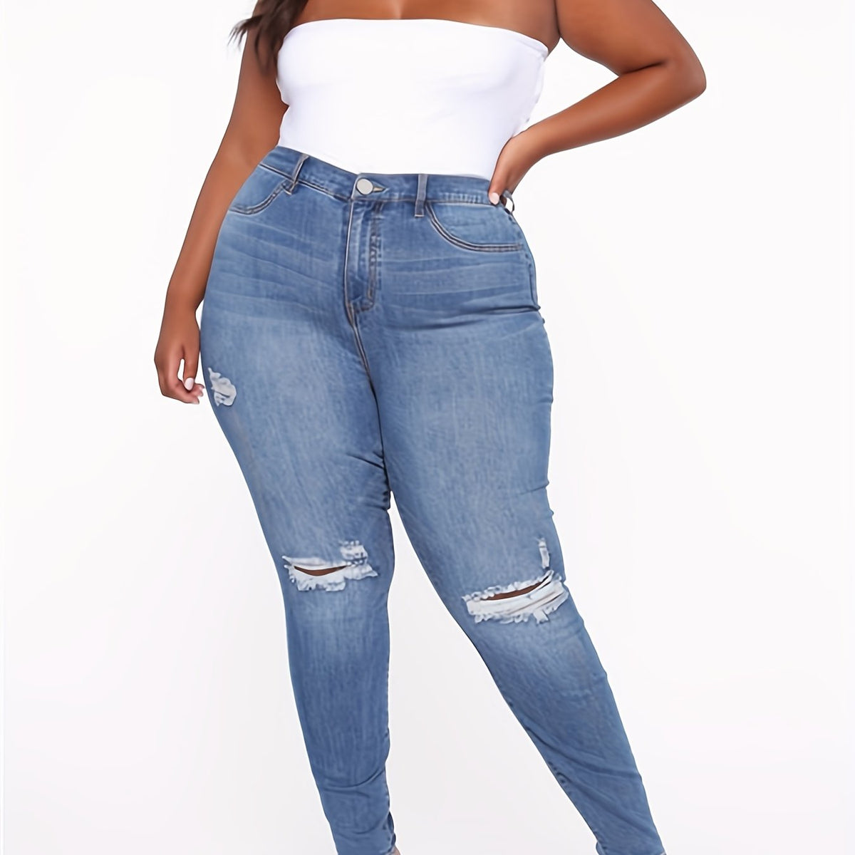  Women's Ripped High Stretch Slim Fit Jeans