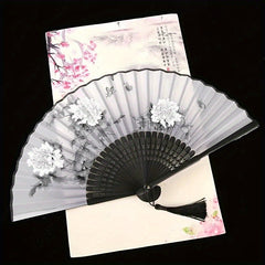 Silky Fan Chinese Style Folding Fan Ornament Floral Pattern Women's Handheld Fan