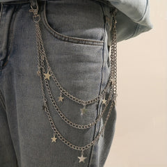 Pentagram Charm Layered Waist Chain Punk Pants Trousers Chain