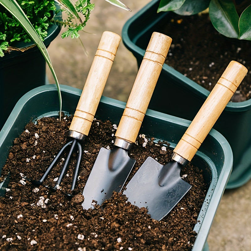 3pc Garden Tool Set Rake Shovel Succulent Mini Flower Aluminum