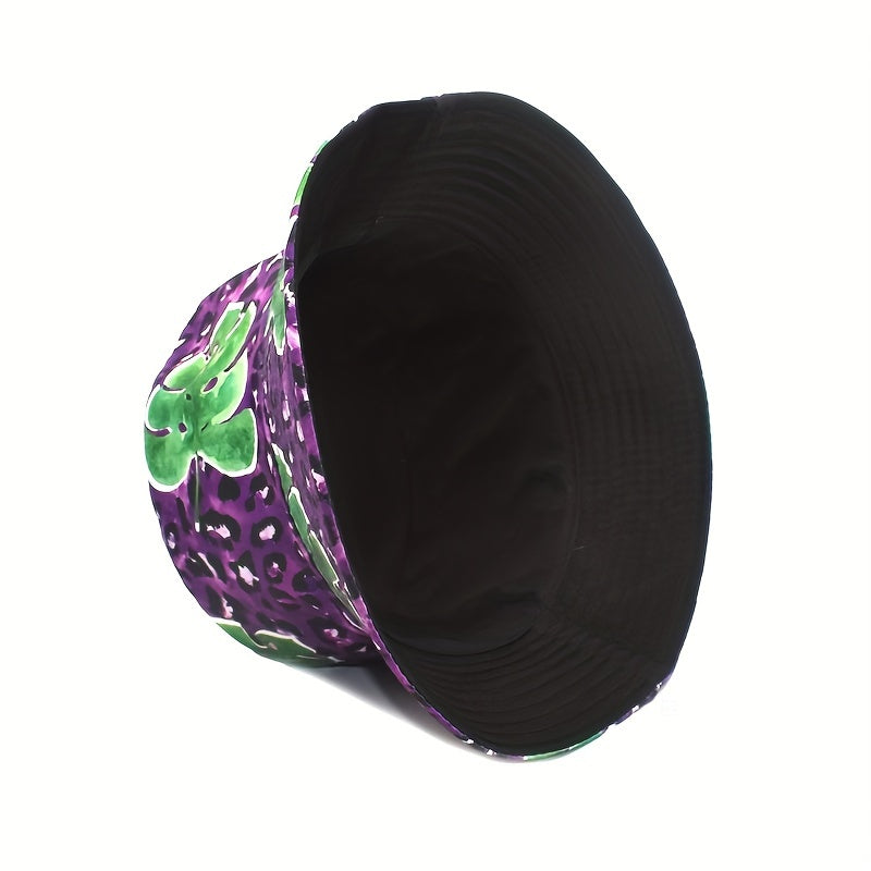 Leaf Leopard Print Bucket Hat Reversible Sunscreen