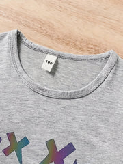 Boys Funny Face Print Casual Outfit T shirt & Shorts Kids Summer Clothes Sets