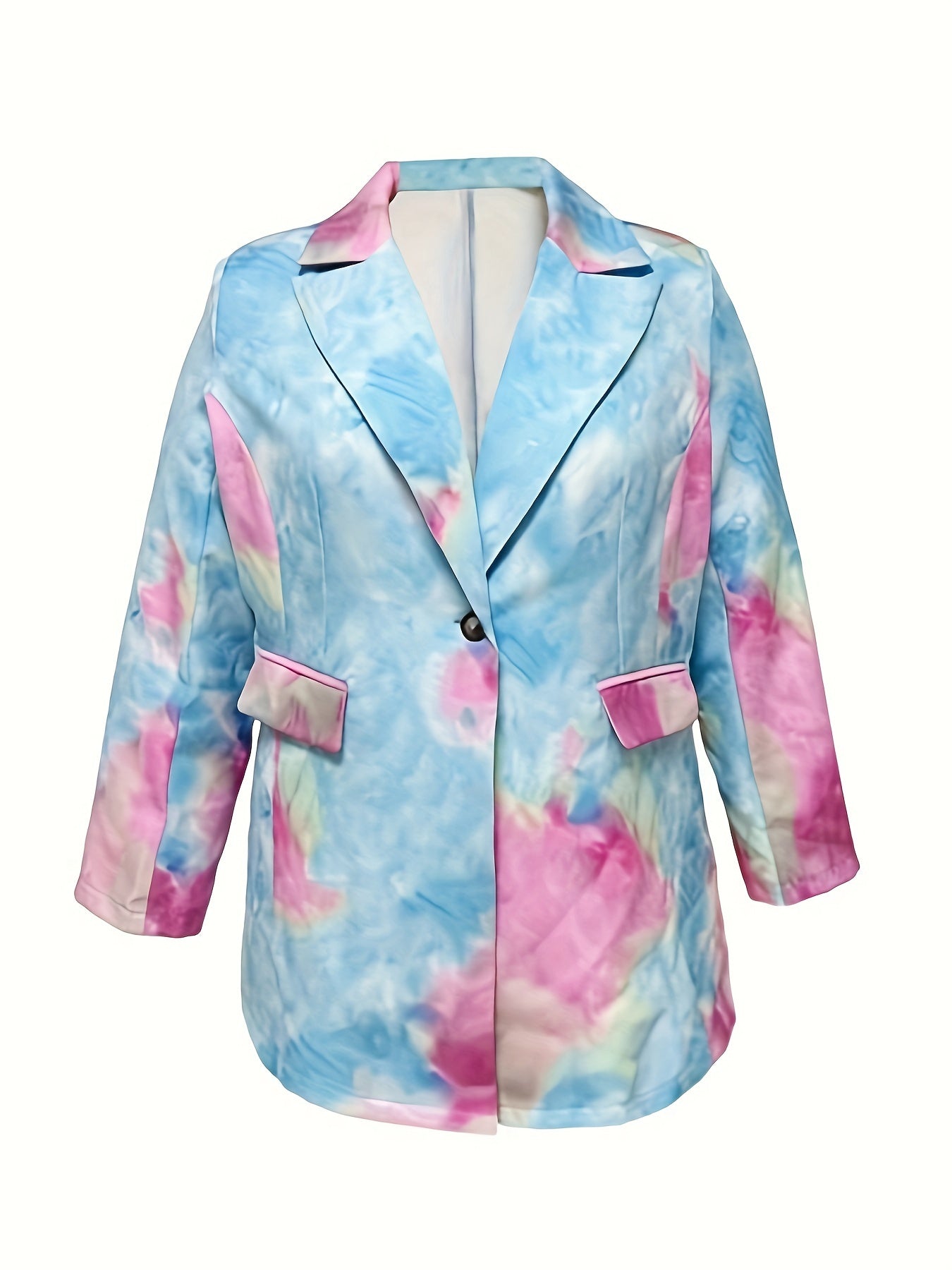  Tie Dye Button Long Sleeve Blazer