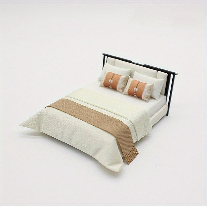 Chinese Style Double Bed Mini Furniture for Sand Table Decoration