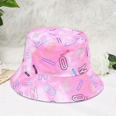 Unisex Tie Dye Alphabet Print Bucket Hat for Sun Protection