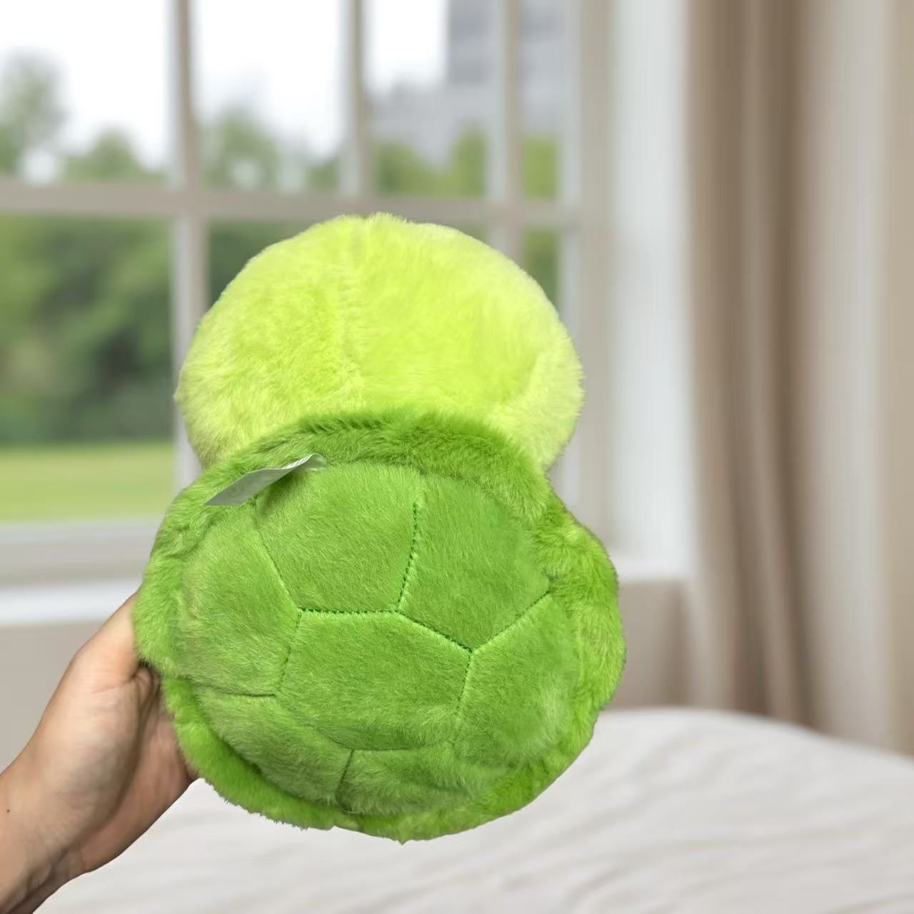 Cute Green Turtle Plushie with Red Heart and Leaf Detail