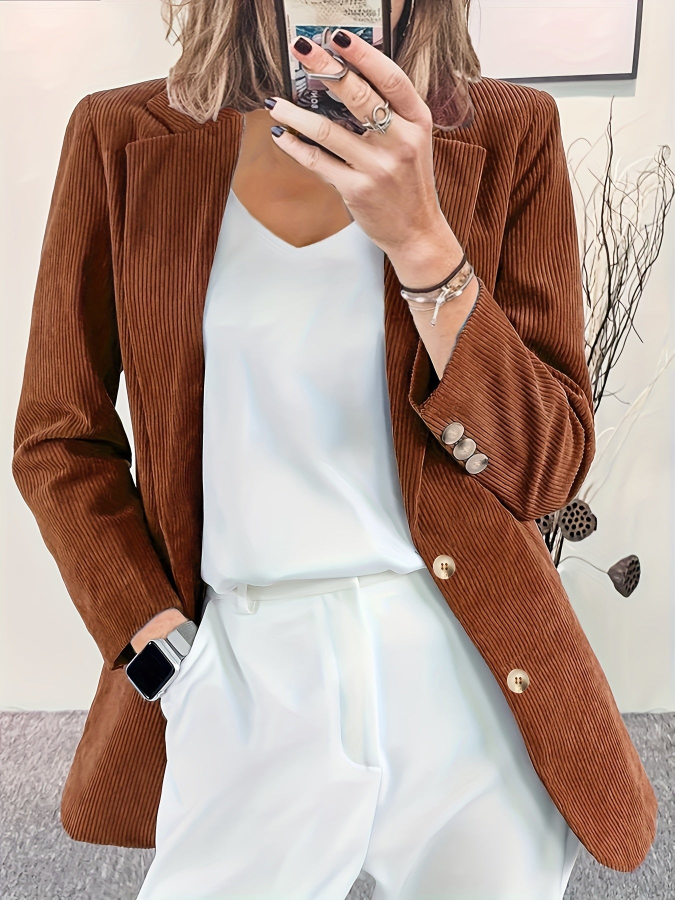 Corduroy Long Sleeve Blazer