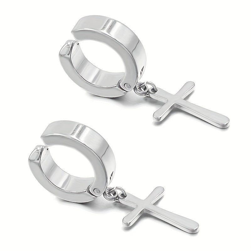 Gothic Hip hop Punk Cross Pendants Earrings for Men Women
