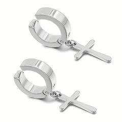 Gothic Hip hop Punk Cross Pendants Earrings for Men Women