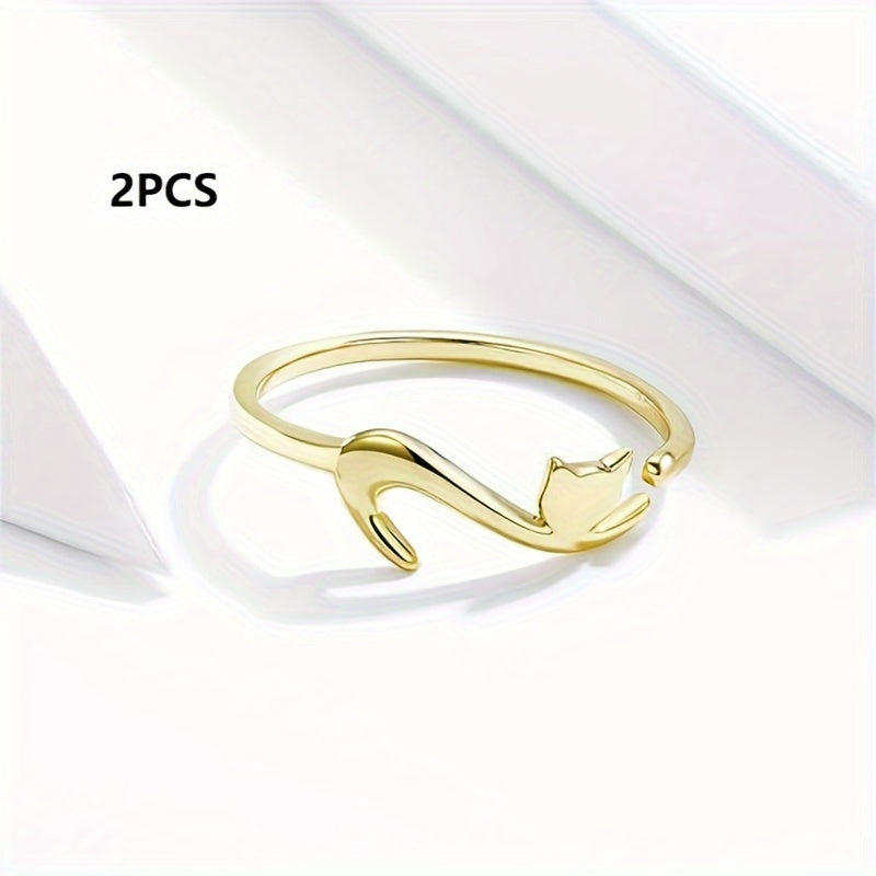 2pcs Cartoon Kitten Crochet Ring for Finger Knitting