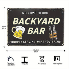 Funny Backyard Bar Tin Sign - Bring Your Own Beer Alcohol Drinks Fun Wall Decor