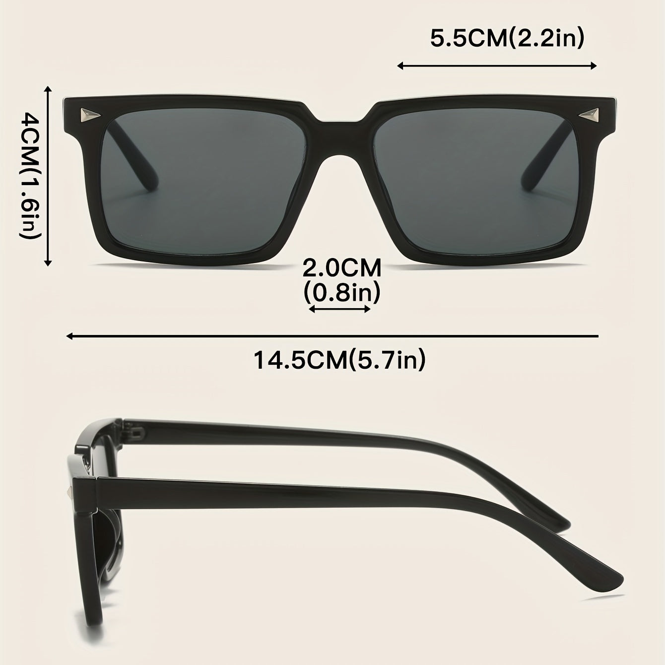 Rectangle Sunglasses Rivet Decor Glasses UV400