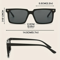Rectangle Sunglasses Rivet Decor Glasses UV400