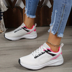 Women's Colorblock Mesh Sneakers Lace Up Low Round Toe Casual Shoes