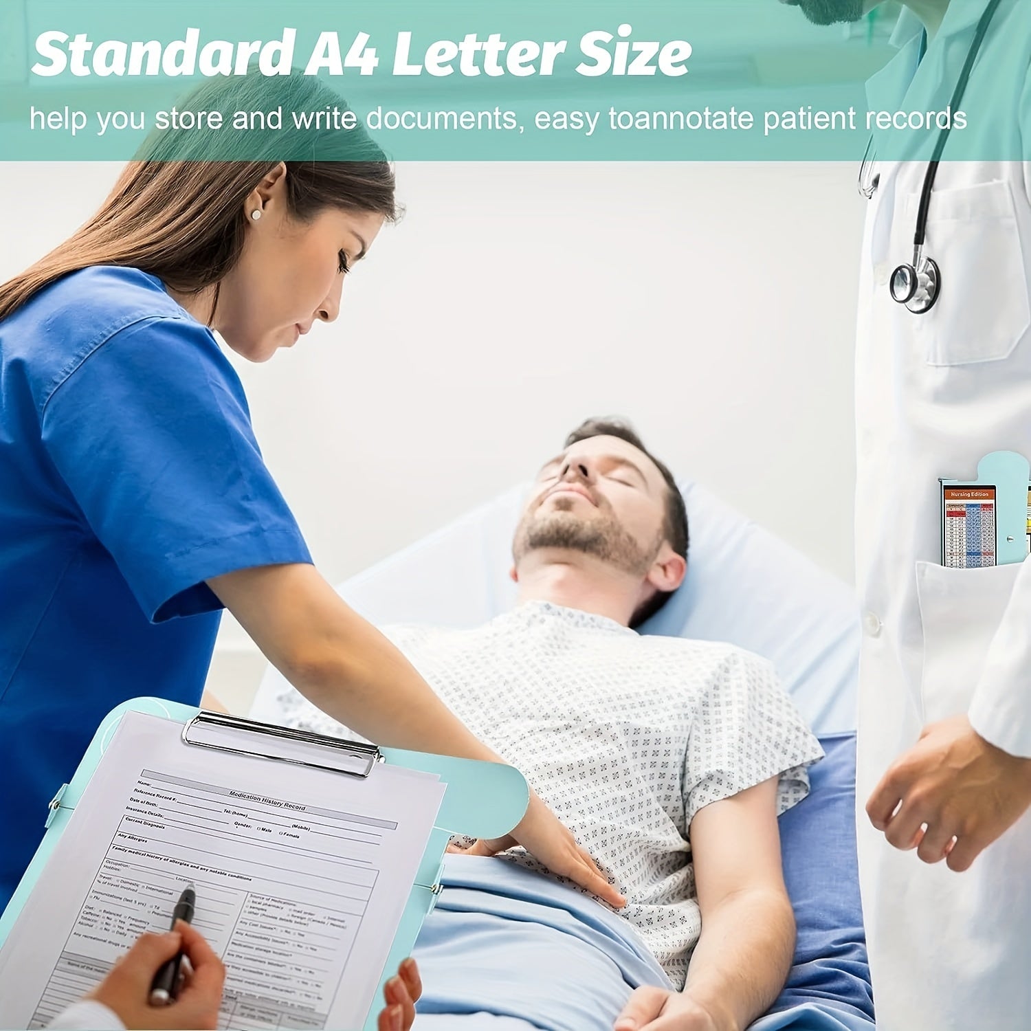 Nursing Clipboard with Memo Pad, Aluminum Nurse Clipboard