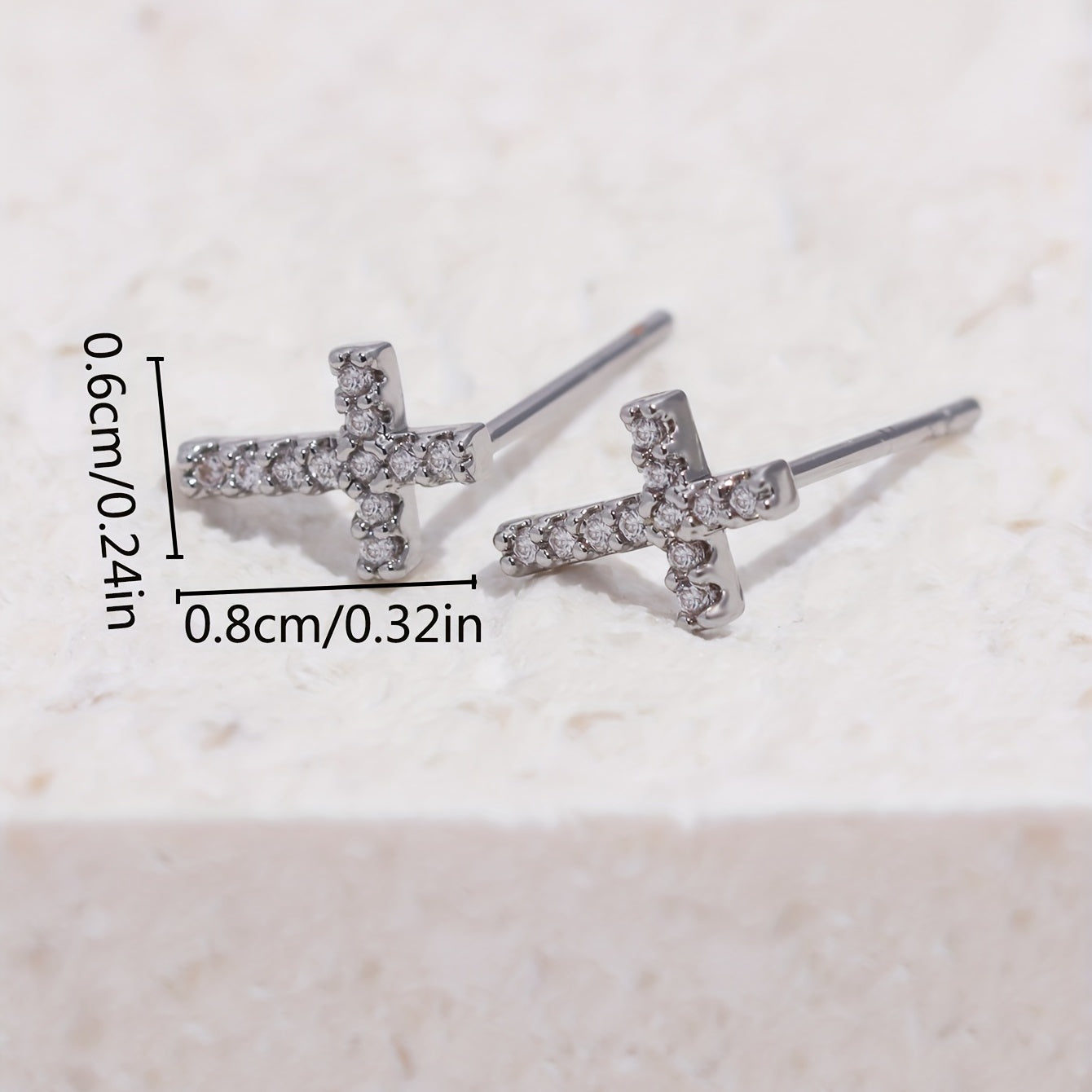 Zircon Cross Stud Earrings Retro Copper Jewelry Gift