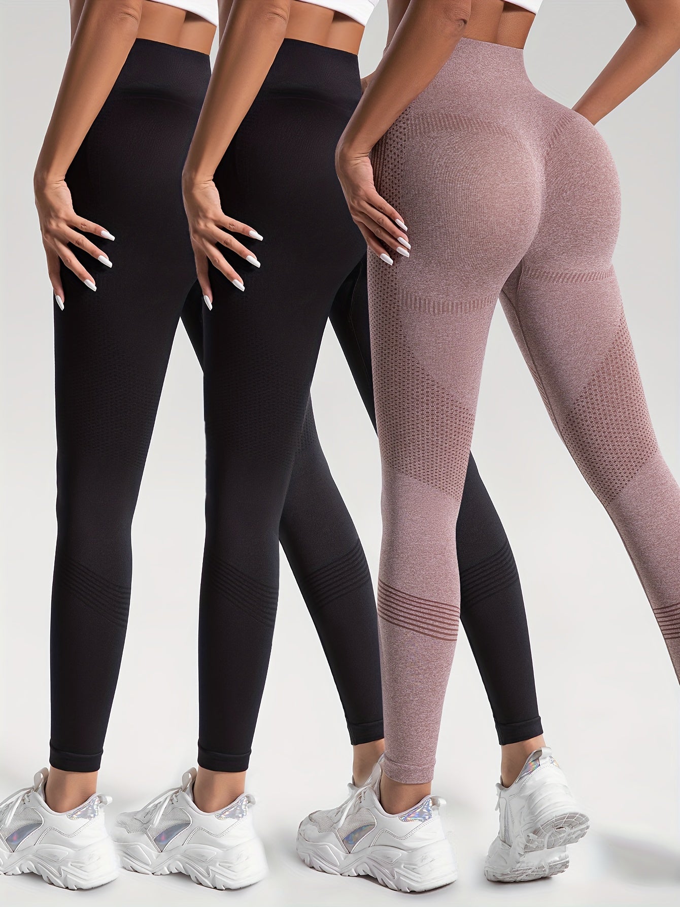 3pcs High Waisted Yoga Pants Running Leggings