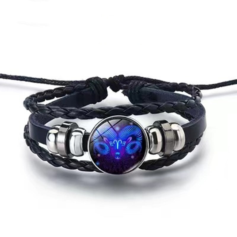 Zodiac Charm Bracelet Multilayer Leather Bangle