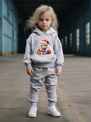 OERYUI Girls Boys 2pcs Christmas Print Hoodies Pants Set