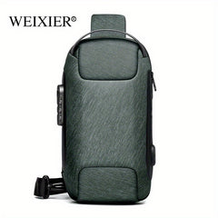 WEIXIER Men's Waterproof Waist Bag USB Charging Lock Gift For Father