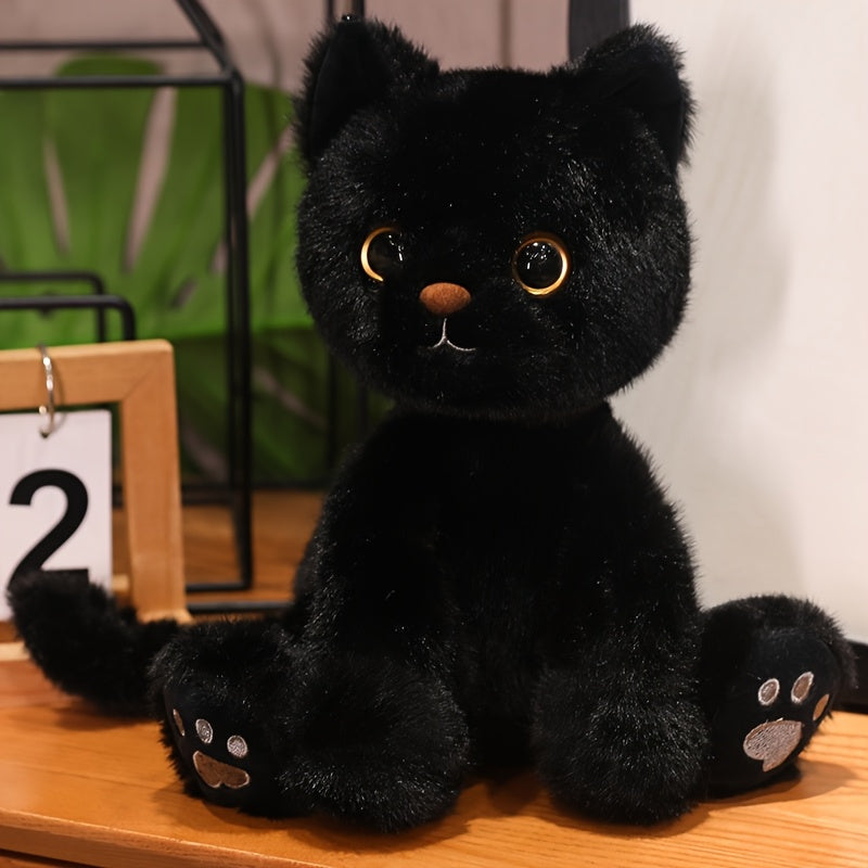 Realistic Plush Kitten Doll with Expressive Eyes & Poseable Limbs
