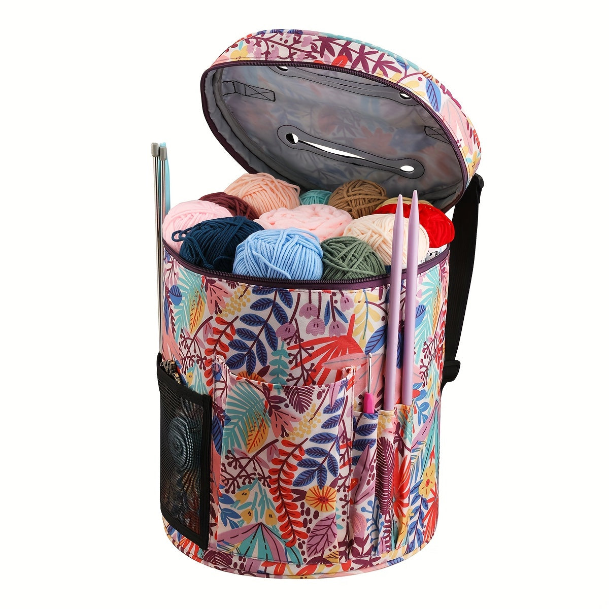 Cylindrical Yarn Storage Bag Large Capacity Portable Tote Bag