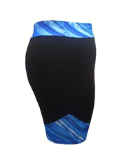  Colorblock Print High Rise Biker Shorts