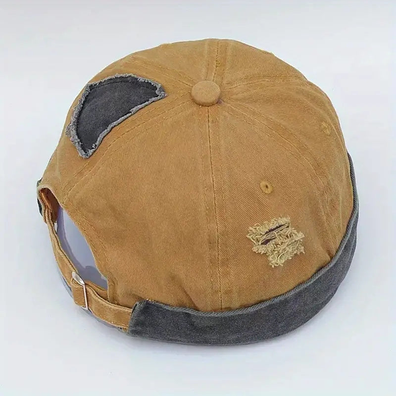 Vintage Distressed Docker Cap Unisex Skull Cap Adjustable Brimless Hat