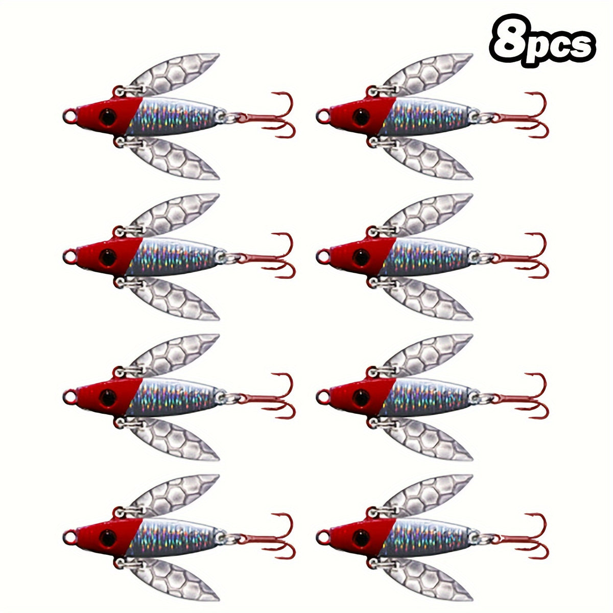 8pcs Winter Ice Fishing Lures Balancer Carp Walleye Perch Various Colors