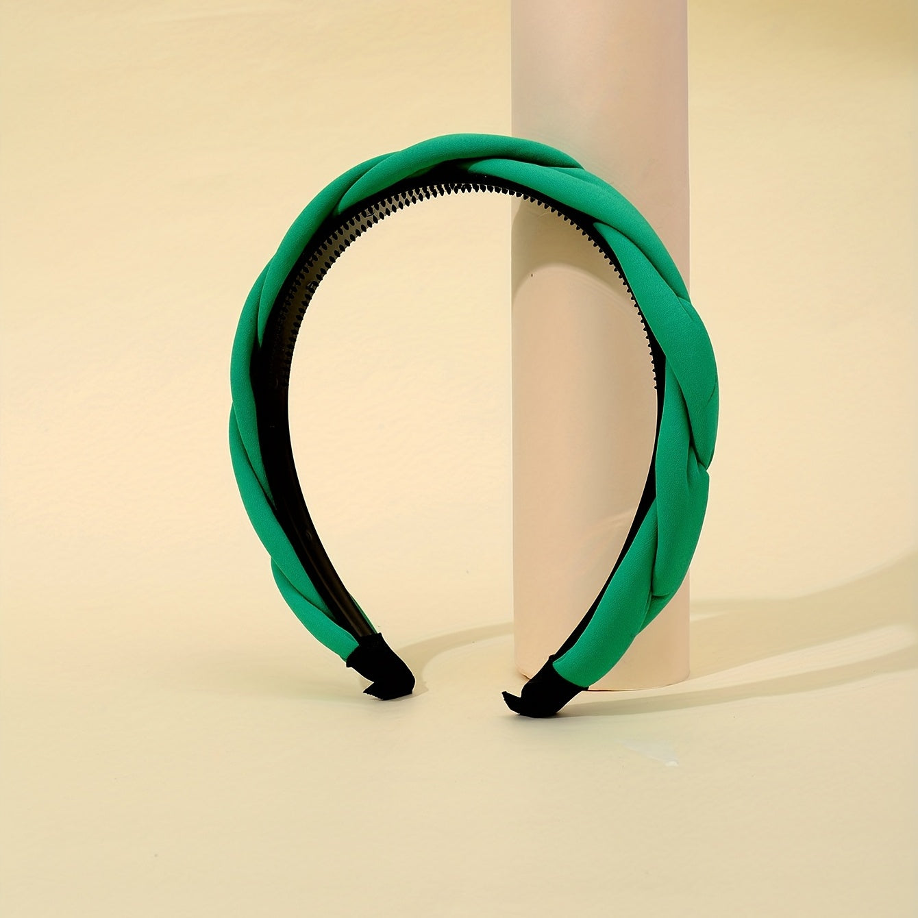 Green Braided Fabric Headband Twisted Padded Hairband for Woman