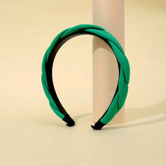 Green Braided Fabric Headband Twisted Padded Hairband for Woman