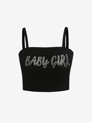  Y2K Rhinestone Decor Cami Crop Top Women's Plus
