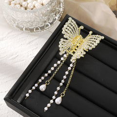 Long Tassel Hair Claw Clips Rhinestone Butterfly Hair Barrettes for Women