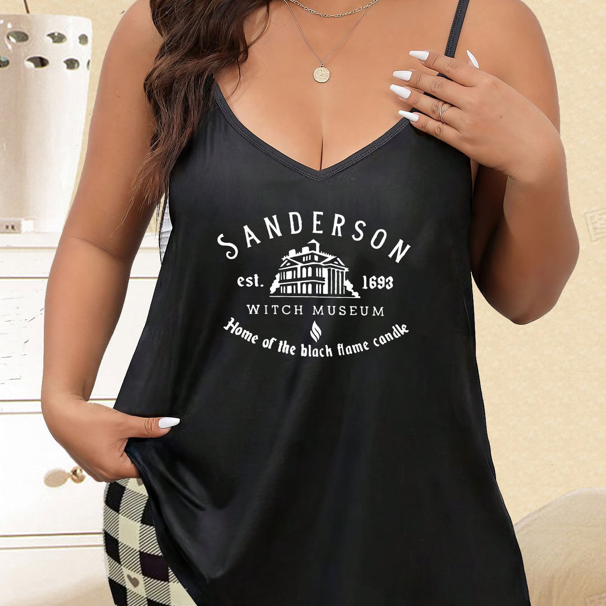  Museum Print V Neck Pajama Top