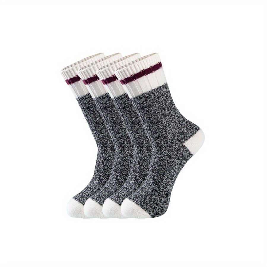 Warm Striped Crew Socks for Women