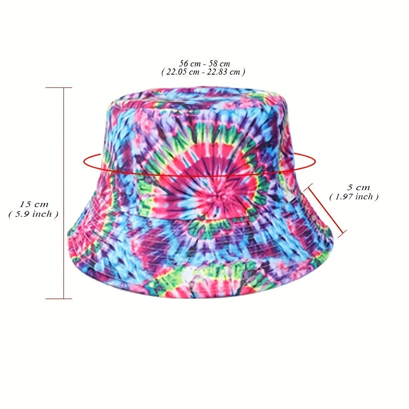 Tie Dye Circles Print Bucket Hat Boho Sunscreen Basin Hat For Women Men